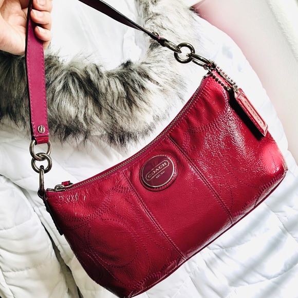 Coach Handbags - COACH⚡️Signature Red Patent Leather Demi Bag